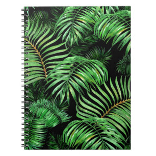 Cuaderno Patrón tropical exótico de palmeras acuáticas.