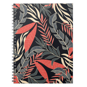 Cuaderno Patrón tropical fluido de verano con un amarillo b