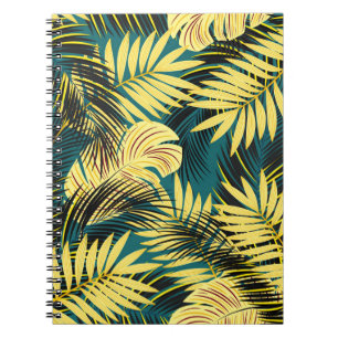 Cuaderno patrón tropical inmaculado con hojas de palma