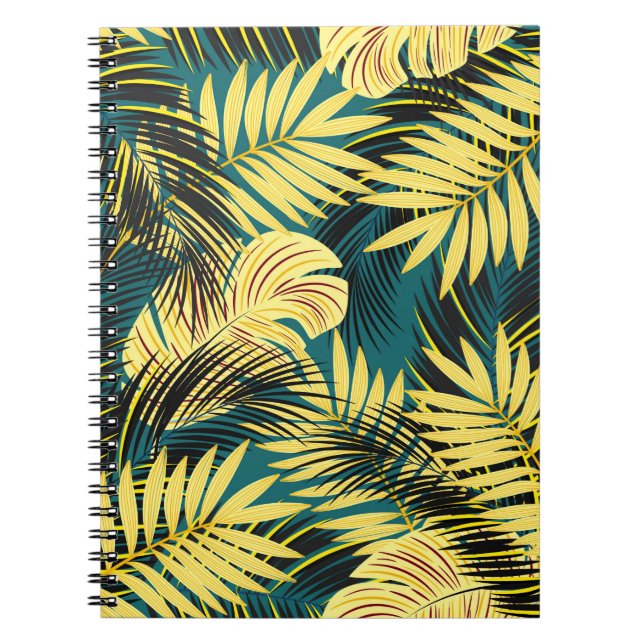 Cuaderno patrón tropical inmaculado con hojas de palma (Frente)