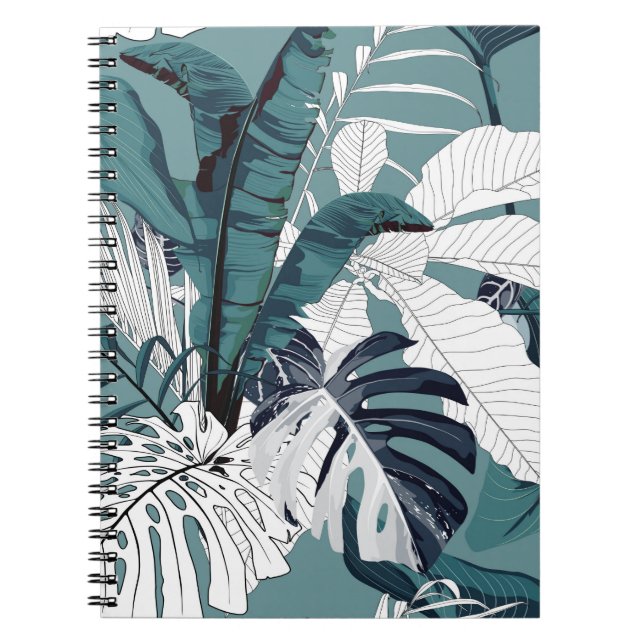 Cuaderno Patrón tropical moderno y sin fisuras con trópica (Frente)