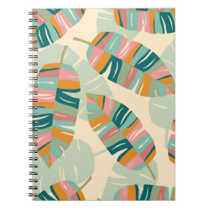 Cuaderno Patrón tropical sin costuras con hojas abstractas.