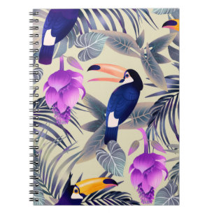 Cuaderno Patrón tropical sin costuras con los turistas, mon