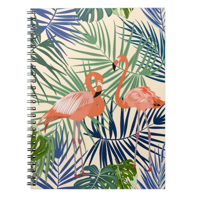 Cuaderno Patrón tropical sin fisuras con flamingo. Botany d (Frente)