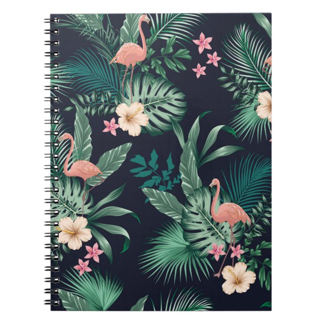 Cuaderno patrón tropical sin fisuras con follaje exuberante (Frente)