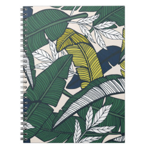 Cuaderno Patrón tropical sin foco con hojas de plátano. Man