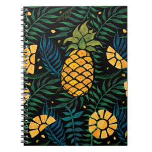 Cuaderno Patrón tropical sin foco con piñas y palmeras