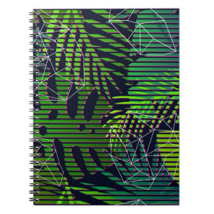 Cuaderno Patrón tropical sin foco con plantas tropicales. H