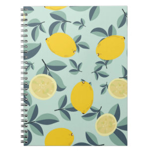 Cuaderno Patrón tropical sin soldadura con limones amarillo