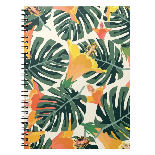 Cuaderno Patrón tropical. Textura textil colorida. exótico (Frente)