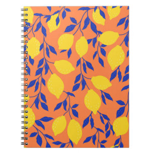Cuaderno Patrón tropical vintage de Lemones estilizados