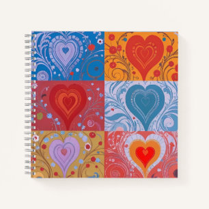 Cuaderno Patrón único de mosaico de amor al corazón colorid
