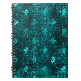 Cuaderno Patrón Unicorniano verde azulado Purpurina De Glam
