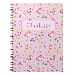 Cuaderno Patrón unicornio caprichoso personalizado