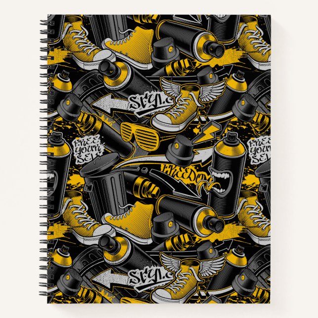 Cuaderno Patrón urbano del graffiti retro (Anverso)