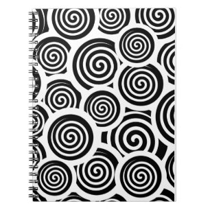 Cuaderno Patrón vectorial de espirales en blanco y negro