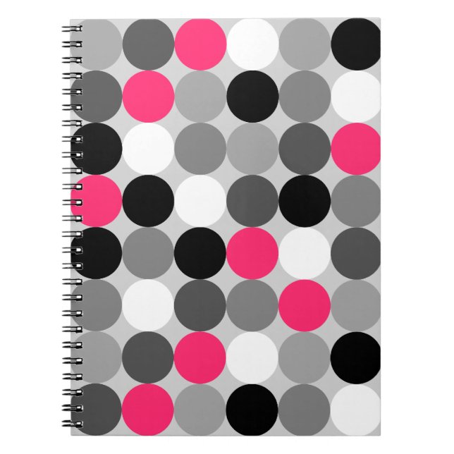 Cuaderno Patrón vectorial de puntos blancos y negros de col (Frente)