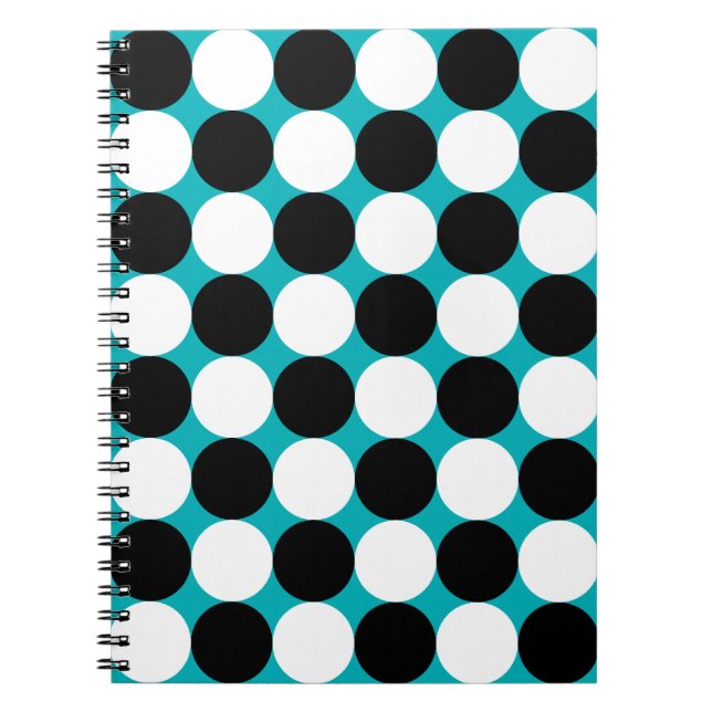 Cuaderno Patrón vectorial de puntos blancos y negros de col (Frente)