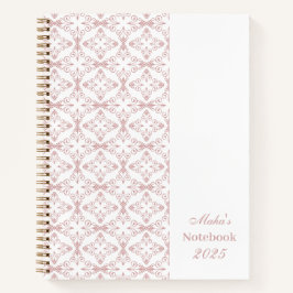Cuaderno Patrón vectorial rosa polvoriento con nombre perso