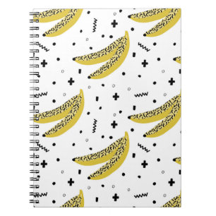 Cuaderno Patrón veraniego sin fisuras con plátanos en la li