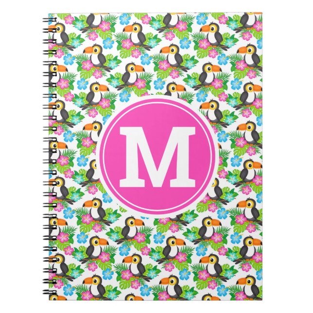 Cuaderno Patrón veraniego tropical tocano y floral (Frente)