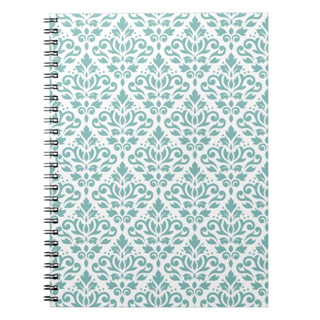 Cuaderno Patrón Verde azulado de Damasco de desplazamiento (Frente)