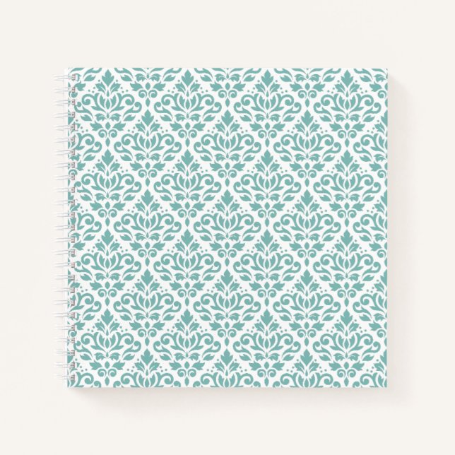 Cuaderno Patrón Verde azulado de Damasco de desplazamiento (Anverso)