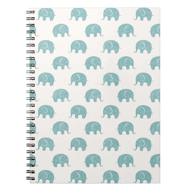 Cuaderno Patrón Verde azulado de elefante corto (Frente)