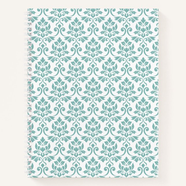 Cuaderno Patrón Verde azulado de Feuille Damask (Anverso)