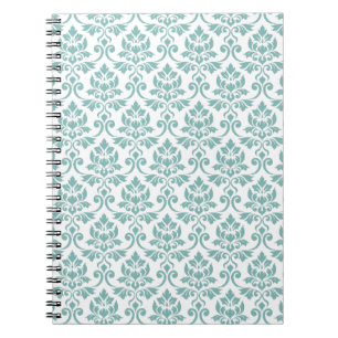 Cuaderno Patrón Verde azulado de Feuille Damask