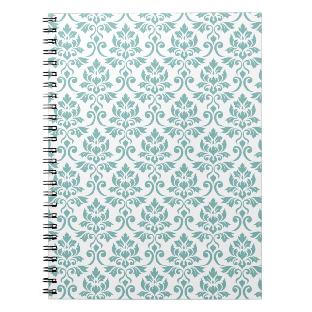 Cuaderno Patrón Verde azulado de Feuille Damask (Frente)