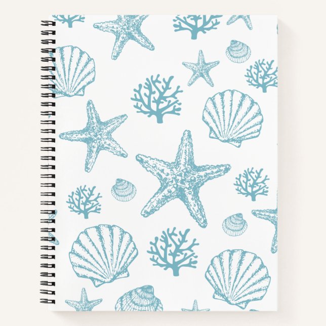 Cuaderno Patrón verde azulado de playas de Starfish (Anverso)