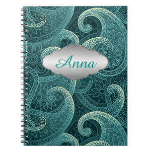 Cuaderno Patrón verde azulado sin tiempo de Paisley persona