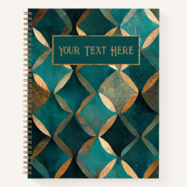 Cuaderno Patrón verde azulado y dorado