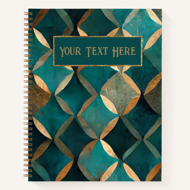 Cuaderno Patrón verde azulado y dorado (Anverso)