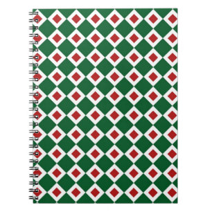 Cuaderno Patrón verde, blanco, rojo de diamantes