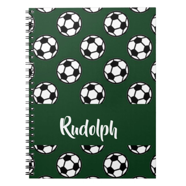 Cuaderno Patrón verde de bolas de fútbol (Frente)