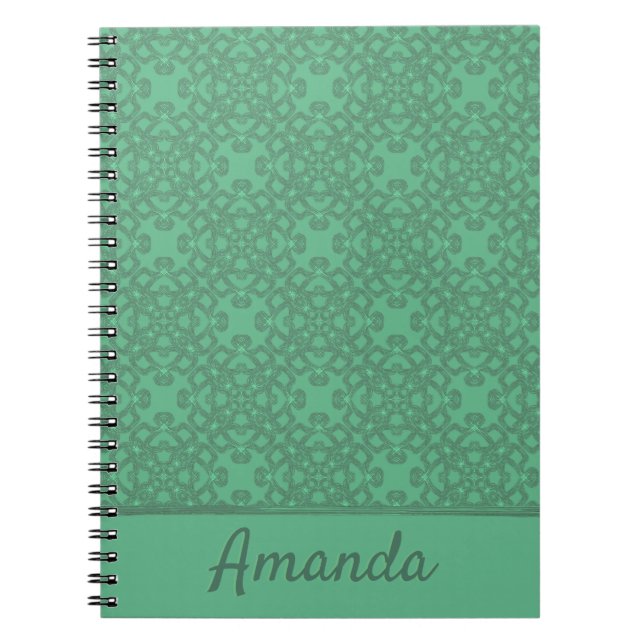 Cuaderno Patrón verde de menta personalizado (Frente)