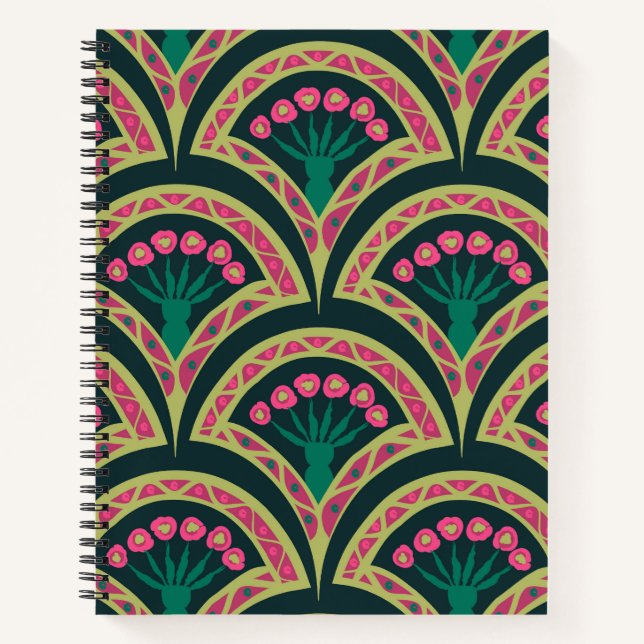 Cuaderno patrón verde en forma de concha (Anverso)
