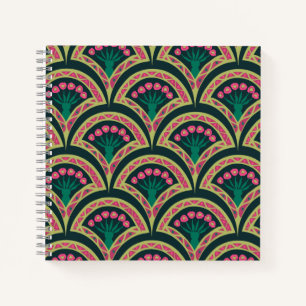 Cuaderno patrón verde en forma de concha