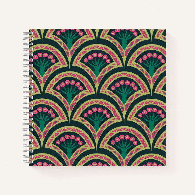Cuaderno patrón verde en forma de concha (Anverso)