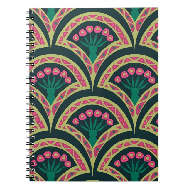 Cuaderno patrón verde en forma de concha (Frente)