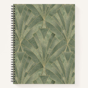 Cuaderno Patrón verde esmeralda y oro Art Deco