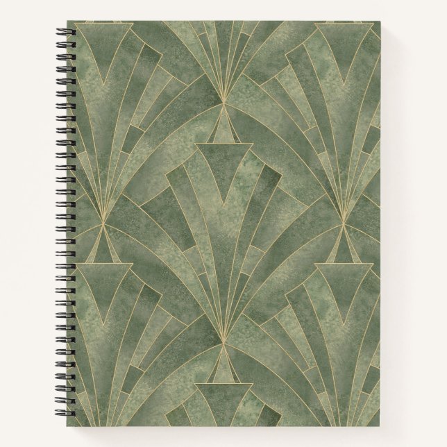 Cuaderno Patrón verde esmeralda y oro Art Deco (Anverso)