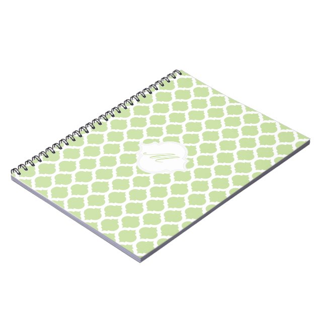 Cuaderno Patrón verde marroquí con portátil monograma (Lado Izquierdo)