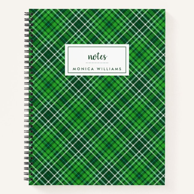 Cuaderno Patrón verde oscuro y verde vegetal (Anverso)