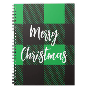 Cuaderno Patrón verde plastificado Feliz Navidad
