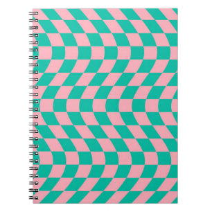 Cuaderno Patrón verde rosado del tablero de cheques retro
