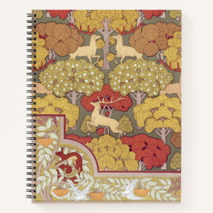 Cuaderno Patrón Verde Sábila Bosque Ciervo Stag Vintage