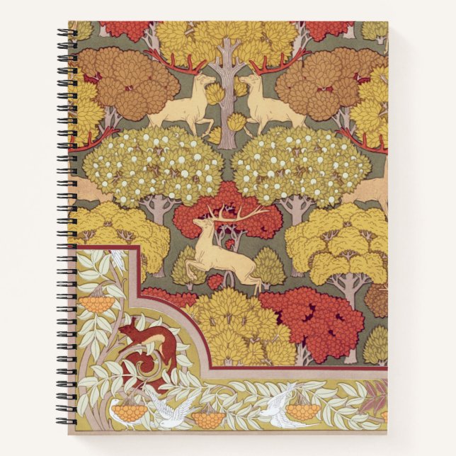 Cuaderno Patrón Verde Sábila Bosque Ciervo Stag Vintage (Anverso)